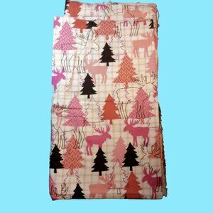 Jo Ann Fabric Moose Trees Pink Orange Brown Flannel 36 x 42 inch